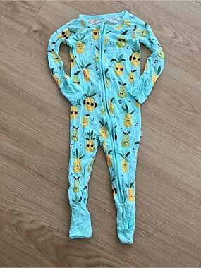 Little Sleepies Pineapple Print One-Piece Pajamas - Light Blue
